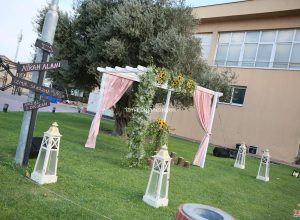 Gazebo Kumaş ve Tül Süsleme Çiçek Süslemeleri